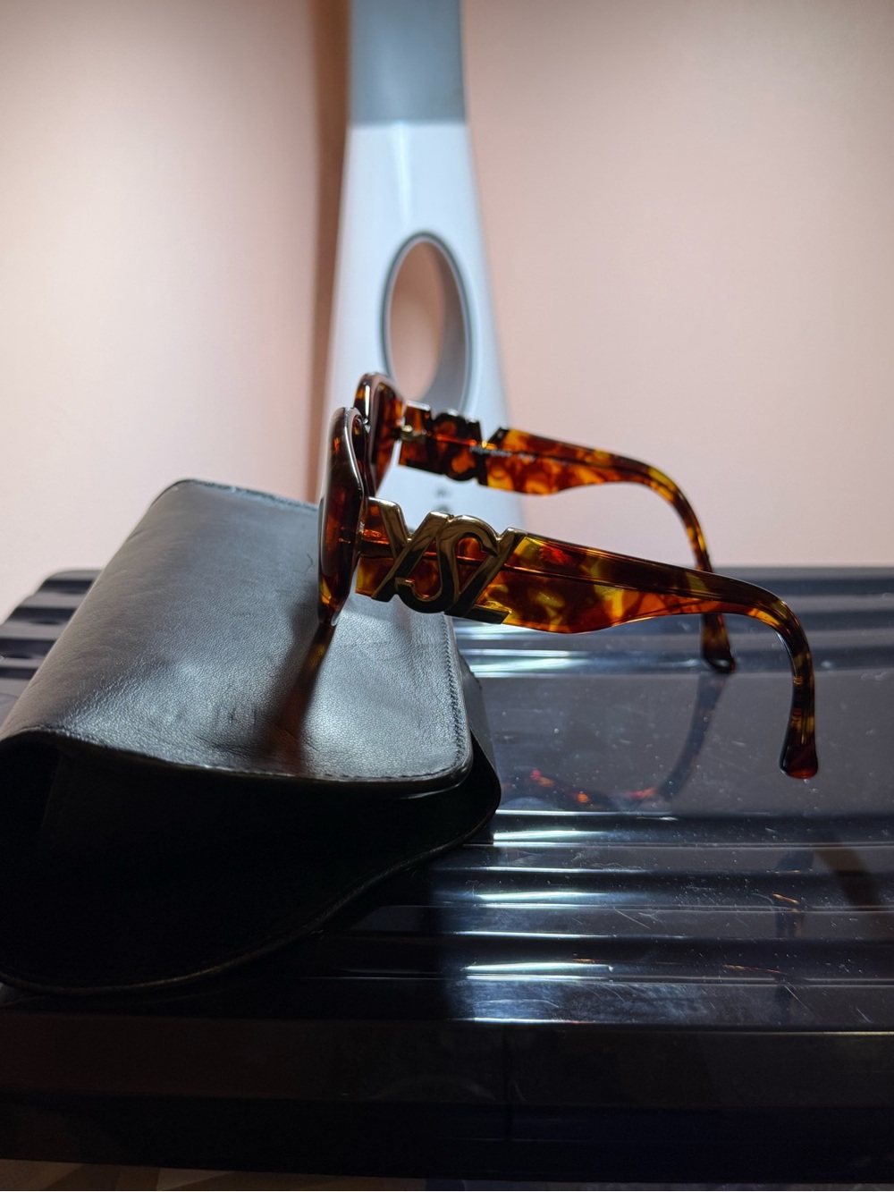 YSL Tortoiseshell Sunglasses with Gold Accent Logo Detail